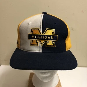 VINTAGE 90's MICHIGAN WOLVERINES NCAA APEX ONE SNAPBACK HAT FOOTBALL - Picture 1 of 10