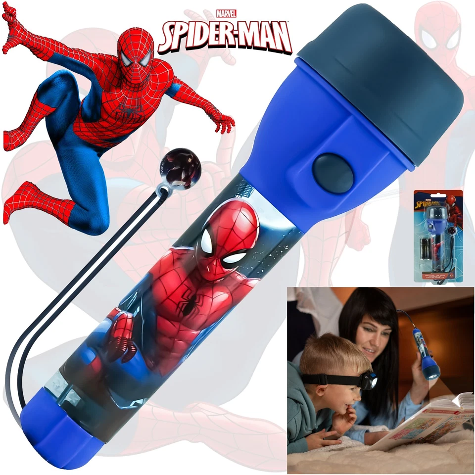 Spider-Man LED Flashlight Torch, Kids 16cm Superhero Camping Light, Night Light - Image 1 of 4
