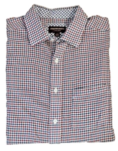 Camisa para hombre Johnston & Murphy manga larga a cuadros con botones azul marino, rojo, blanco talla L - Imagen 1 de 4