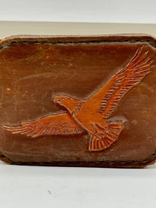 Vintage Hand Tooled Eagle Leather Belt Buckle - Custom? - Picture 1 of 2