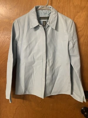 Chaqueta de cuero azul bebé Banana Republic - talla pequeña para mujer Foto 1 de 4
