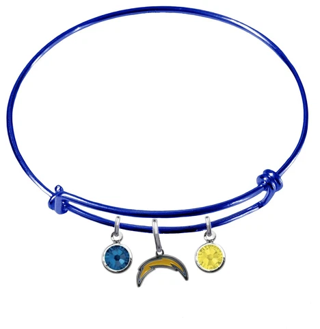 Los Angeles Chargers Football Wire Bangle Charm Bracelet Crystal PICK YOUR COLOR Cover