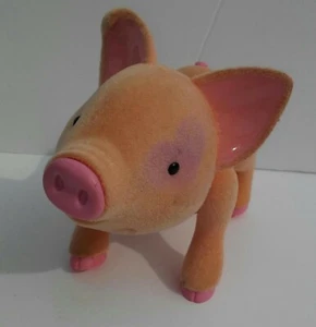 Teacup Toy Piggy Piglet pal Pet Small Felt Flocked Pink Heart Talking Figure - Picture 1 of 12