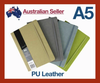 A5 Lined Paper/PU Leather/Elastic/Vintage Diary Notebook/Journal/Hardcover Beige - Image 1 of 3