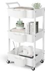 Rolling Storage Cart with Wheels Utility Art Craft Supply Cart Organizer 3 Tiers