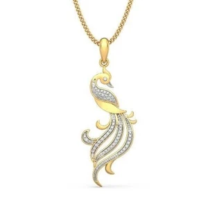Dual Tone Peacock Design Chain Necklace 925 Sterling Silver Adorable High Jewel - Picture 1 of 4