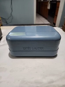Vintage Estee Lauder Hard Plastic Makeup Cosmetic Case/Box Blue - Picture 1 of 6