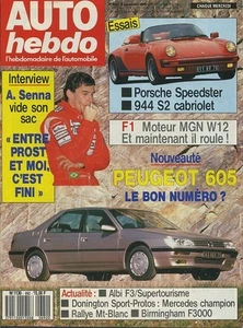 AUTO HEBDO n°692 05/09/1989 INTERVIEW SENNA PORSCHE SPEEDSTER & 944S2 - Imagen 1 de 1