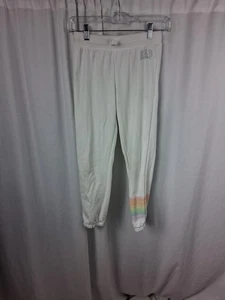 GAP Kids Pants Youth Large 10 White Rainbow Joggers Sweatpants Drawstring Cuffed - Picture 1 of 12