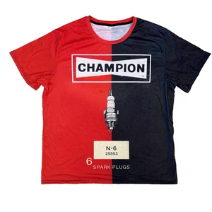 Camiseta Champion Spark Plugs Adulto 2XL Mezcla Gráfica Sangrado Completo Única 25x31 - Imagen 1 de 7
