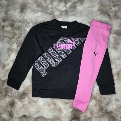 Conjunto de 2 sudaderas y leggings Puma manga larga negro/rosa talla 6 niñas nuevos con etiquetas Foto 1 de 4