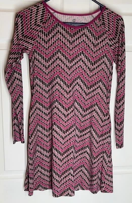 Lands End Kids L/S Dress Pink Pattern Girls Medium 10-12 - Image 1 of 4