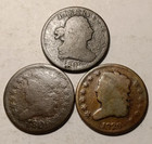 THREE EARLY HALF CENTS; 1808 DRAPED BUST 1809 1829: LOW GRADES THREE EARLY HALF CENTS; 1808 DRAPED BUST 1809 1829: LOW GRADES