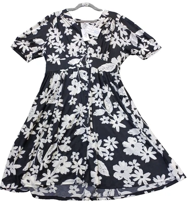 Nuevo con etiquetas Vestido Lularoe XL Skyler Botón Bolsillos Mangas Abullonadas - Negro/Blanco Floral Foto 1 de 4