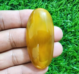 Superb Rare Quality Yellow Onyx Agate Cabochon Oval Shape 100 Crt Loose Gemstone - Picture 1 of 9