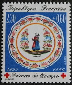 Timbre - FRANCE - Croix-Rouge - Faiënces de QUIMPER - YT2646A - Neuf ** - 1990 - Picture 1 of 1