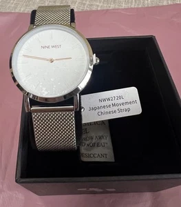 Reloj de vestir NINE WEST para mujer LIANA 31mm de cuarzo plateado con correa de malla metálica. Nuevo - Imagen 1 de 8