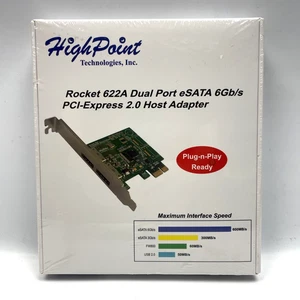 HighPoint Rocket 622A PCIe 2-Port SATA 6Gb/s Controller Card RAID Adapter NEW - Picture 1 of 7