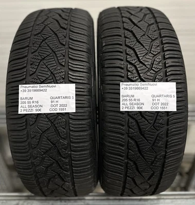 2 PNEUMATICI USATI BARUM QUARTARIS 5 ALL SEASON 205 55 R16 91 H DOT 2022 - Immagine 1 di 4