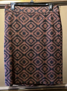 Lord & Taylor Women's Brown Aztec Pencil Skirt Size 4 - Picture 1 of 8