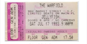 Stub biglietto Jellyfish The Warfield Theatre San Francisco, 17/07/93 CA  - Foto 1 di 1