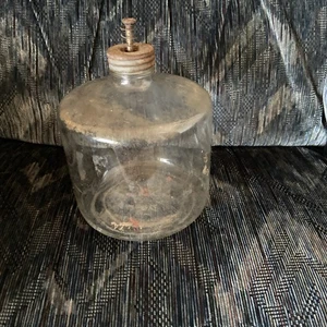 Vintage Duraglas Kerosene Jar Clear Glass Bottle Antique Oil 7" Tall 6" Diam. - Picture 1 of 5