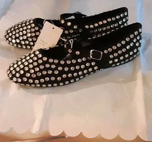 A New Day Damen-Ballerinas "Issa" Strass Mary Jane schwarz Größe 11 neu   - Bild 1 von 10