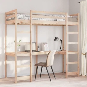 Hochbett mit Schreibtisch Holzbett Bett Bettgestell Massivholz Kiefer vidaXL - Bild 1 von 43