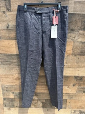 Nuevo Nuevo con etiquetas ZNL Zanella Bevino Azul Gris Ventana Lana Vestido Pantalones 33x30 Italia Foto 1 de 4