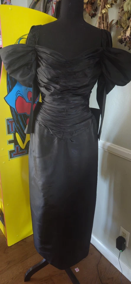 Vintage 1980s Black Maxi Wiggle Prom Dress - Image 1 of 4