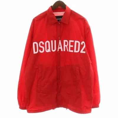 Dsquared2 Coach Jacket Logo Print Back Mesh Red 48 M - Image 1 of 4