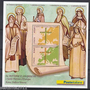 ITALIA 2009 FOGLIETTO SANTI PATRONI D'EUROPA S. CATERINA S. BENEDETTO MNH** 194 - Imagen 1 de 1