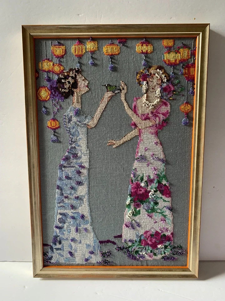 Mirabilia  *THE GARDEN PARTY*  Completed Finished Beaded Framed Cross Stitch - Image 1 of 4