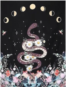 AMICER Tapestries Wildflower Snake Asthetic Moon Phase 5x7 ft Polyester Wall Art - Picture 1 of 4