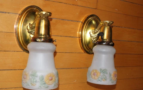 Antique Vintage Brass Sconces Pair Available 2 Set of Sconces with Glass Shades Cover