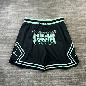 Jordan Shorts Mens XL Black Green Glow Diamond Basketball Jumpman Logo Gym - Picture 1 of 8