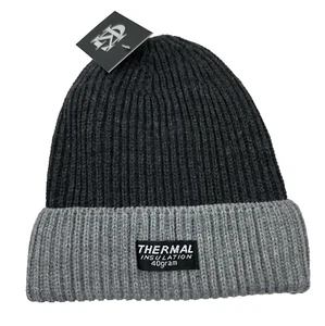Graue beste Wintermützen 3M 40 Gramm Thinsulate Thermo Bündchen Strickmütze - Bild 1 von 3