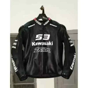 Kawasaki Ninja Racing Motorbike Leather Jacket Kawasaki Motorcycle Biker Jacket - Picture 1 of 3