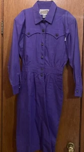 VTG 1980’s -90’s Gitano L/S Metal Button Western Pencil Skirt Dress Purple sz M - Picture 1 of 10