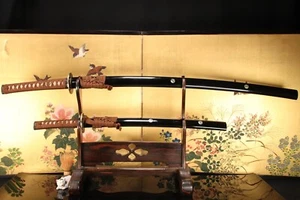 Japanese Imitation Samurai Sword Katana Wakizashi Mother-of-Pearl Saya W/Fukuro - Picture 1 of 19