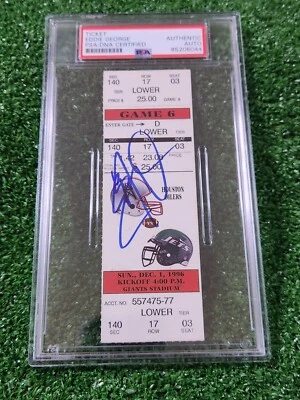 1996 Signed Rookie yr Eddie George Ticket Stub Oilers vs Jets 141 yds 2 TDs - Image 1 of 2
