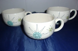 Franciscan Atomic Starburst tea coffee cups lot of 3 CHIPPED CRACKED read AS IS - Picture 1 of 18