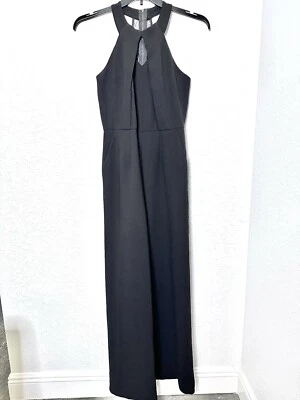 BCBGeneration Jumpsuit Women's Size 8 Lace Contrast Black  Wide Leg Halter Neck - Image 1 of 4