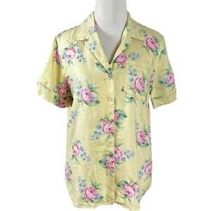 Vintage 90s Ralph Lauren Linen Top English Garden Shabby Chic Cottage Medium MP - Picture 1 of 10