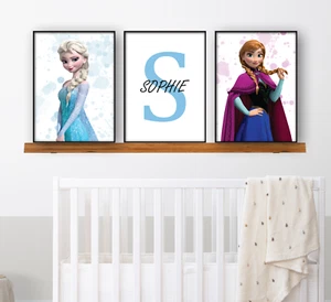Juego personalizado de 3 pósters congelados de Disney | Elsa y Anna | enmarcado A4 - Imagen 1 de 4