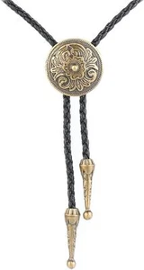 Rose Flower Bolo Tie With Leather Rope Western Cowboy Bolo Tie Vintage Bolo T... - Picture 1 of 7