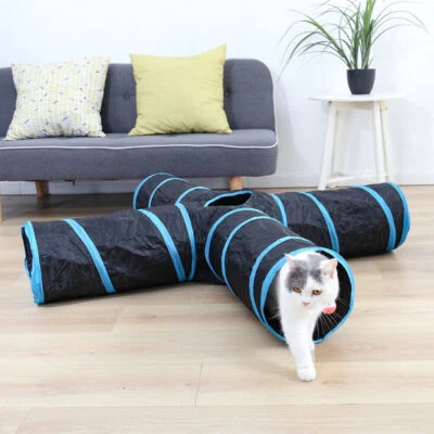 Cat Kitten Puppy 4-Way Tunnel Play Toy Foldable Funny Exercise Tunnel Rabbit Pet - image 1 of 4