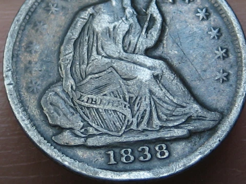 1838 Seated Liberty Half Dime- Large Stars, VF/XF Details Cover
