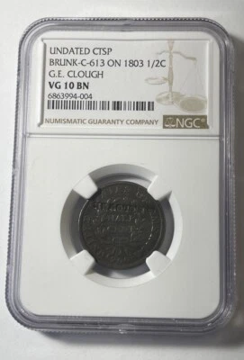1803 Draped Bust Half Cent Undated CTSP Brink-C-613, G.E. Clough - Image 1 of 2