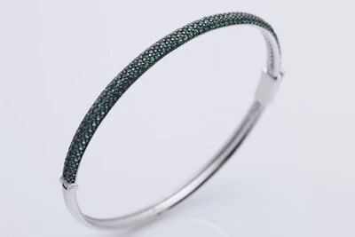 Turkish Jewelry Emerald 925 Sterling Silver Rhodium Bracelet - Image 1 of 4